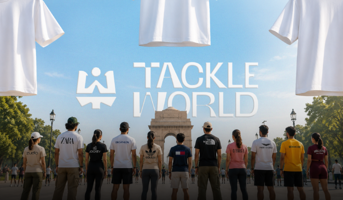Bulk t-shirt manufacturer Delhi — Tackle World supplies branded apparel for Zara, Jockey, Decathlon, The North Face, Biba, Park Avenue, Bewakoof and more at India Gate, Delhi