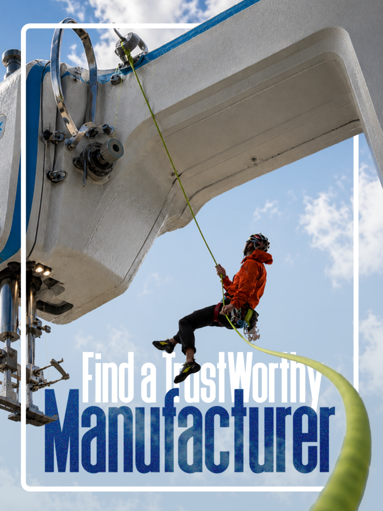 A climber rappelling from industrial machinery mid-air — Find a Trustworthy Manufacturer for your T-Shirt Reselling business