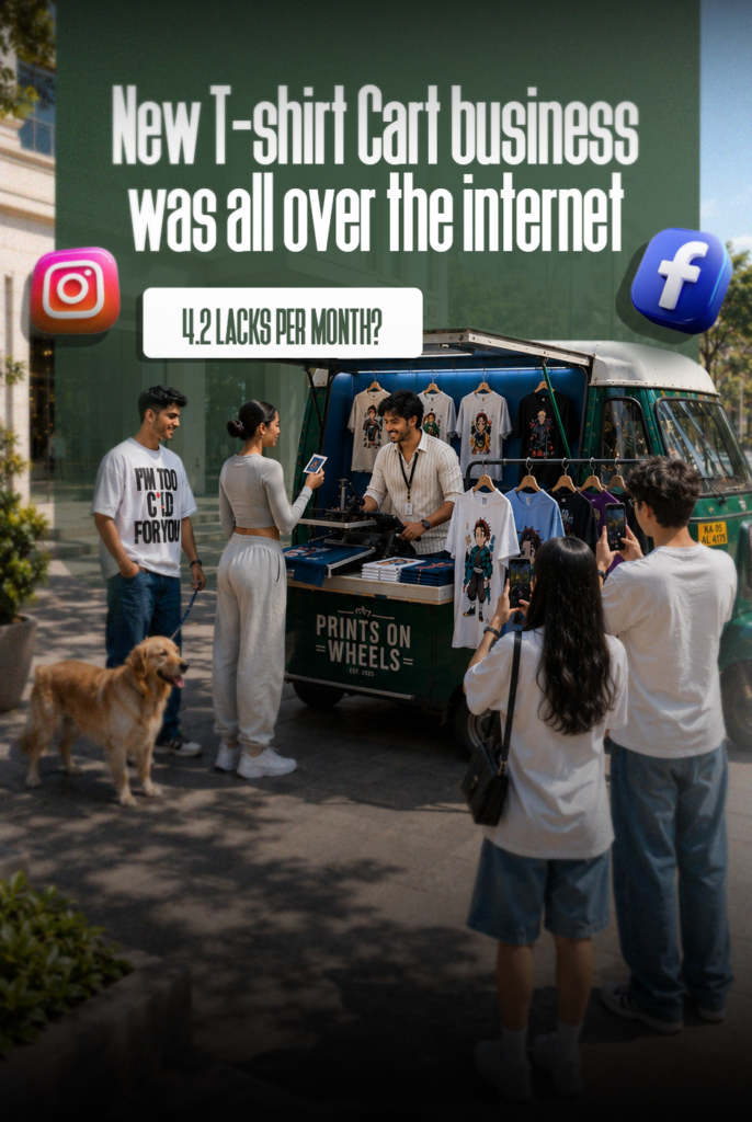 Printed T-Shirts : Prints on Wheels t-shirt cart business in Bangalore, printing custom t-shirts on demand and going viral on social media